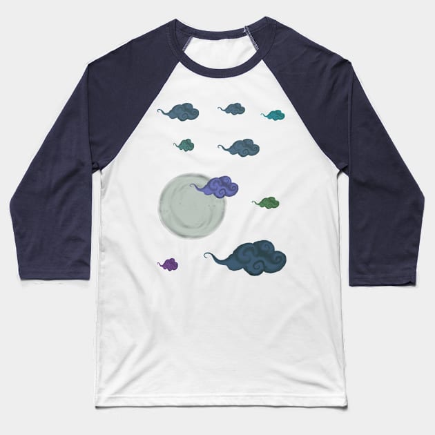 Cloudy Night Baseball T-Shirt by NanaLeonti